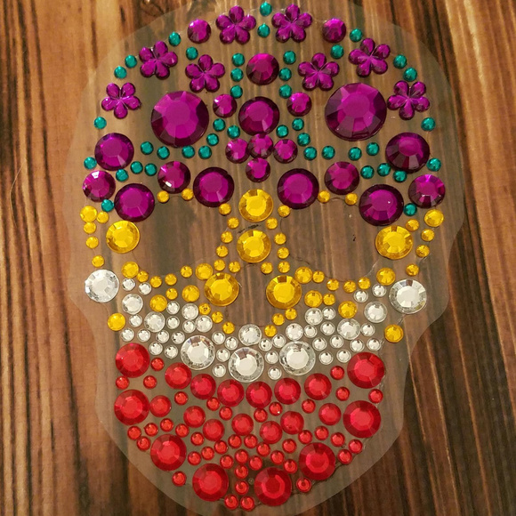 BLING Rhinestone sugar skull sticker Halloween - Picture 1 of 1